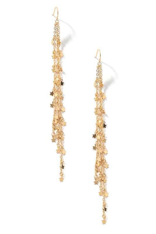 Star Dangle Chain Hook Earrings