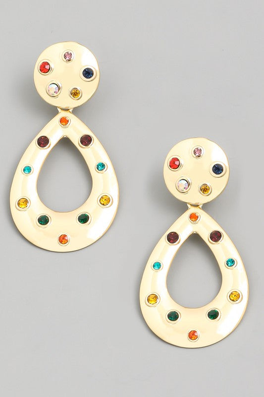 Rhinestone Gem Teardrop Earrings