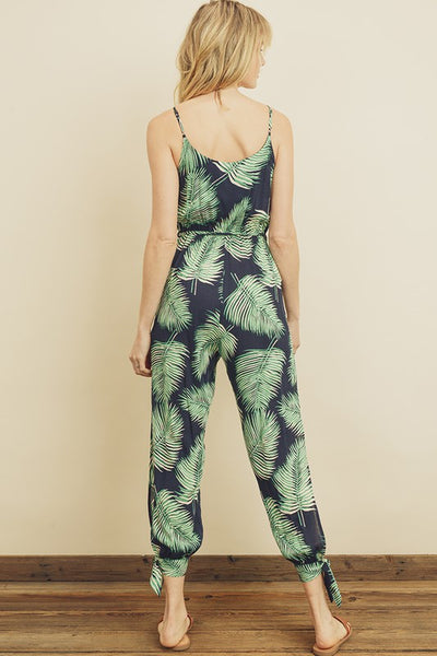 Tropical Print Side Slit Jumpsuit