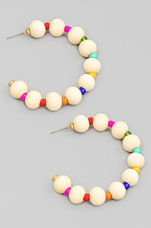 Ball Beaded Hoop Earrings