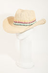 Stripe Knit Pattern Straw Cowboy Hat
