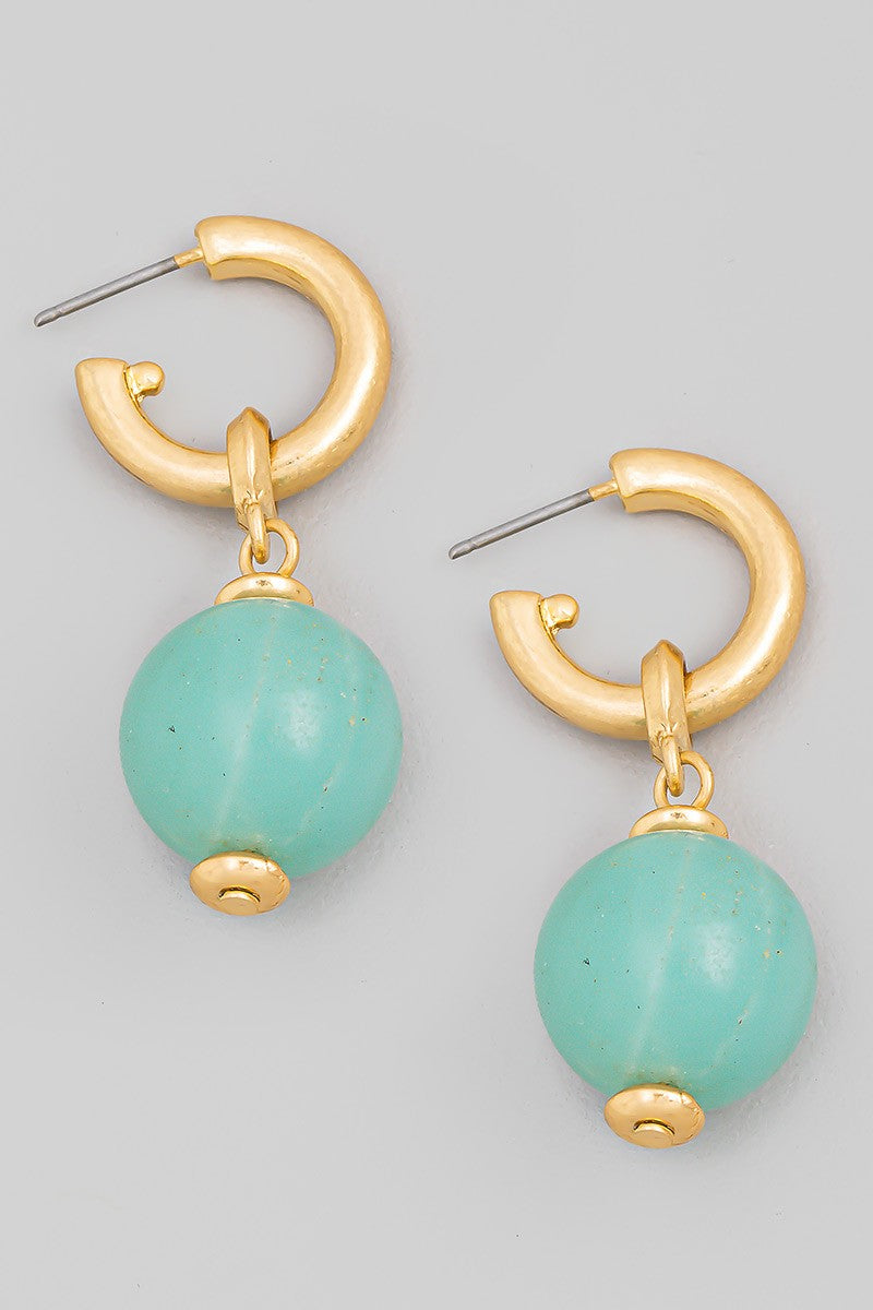 Stone Ball Drop Earrings