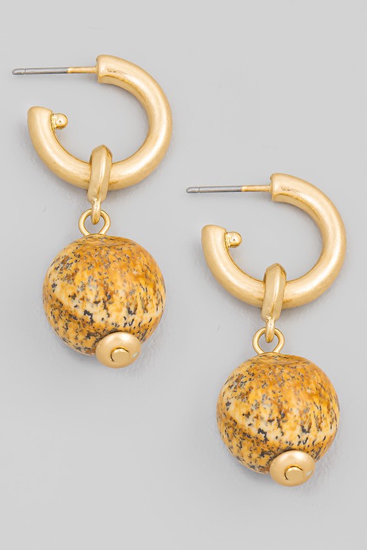 Stone Ball Drop Earrings