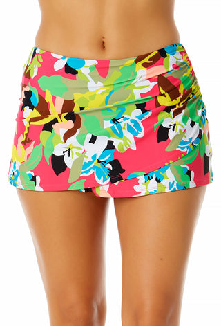 Women's Drape Front Mid Rise Swim Skirt Bottom