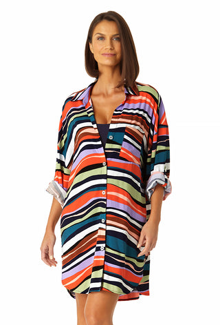 Women's Button Down Shirt Swimsuit Cover Up
