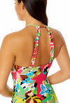 Women's High Neck With Ruffled Straps One Piece Swimsuit