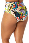 Women's Fold Over High Waist Shirred Bikini Swim Bottoms