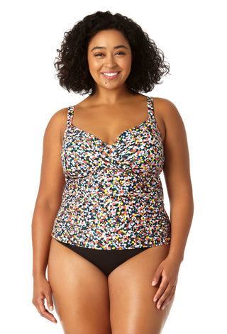 Women's Twist Front Underwire Tankini Swim Top