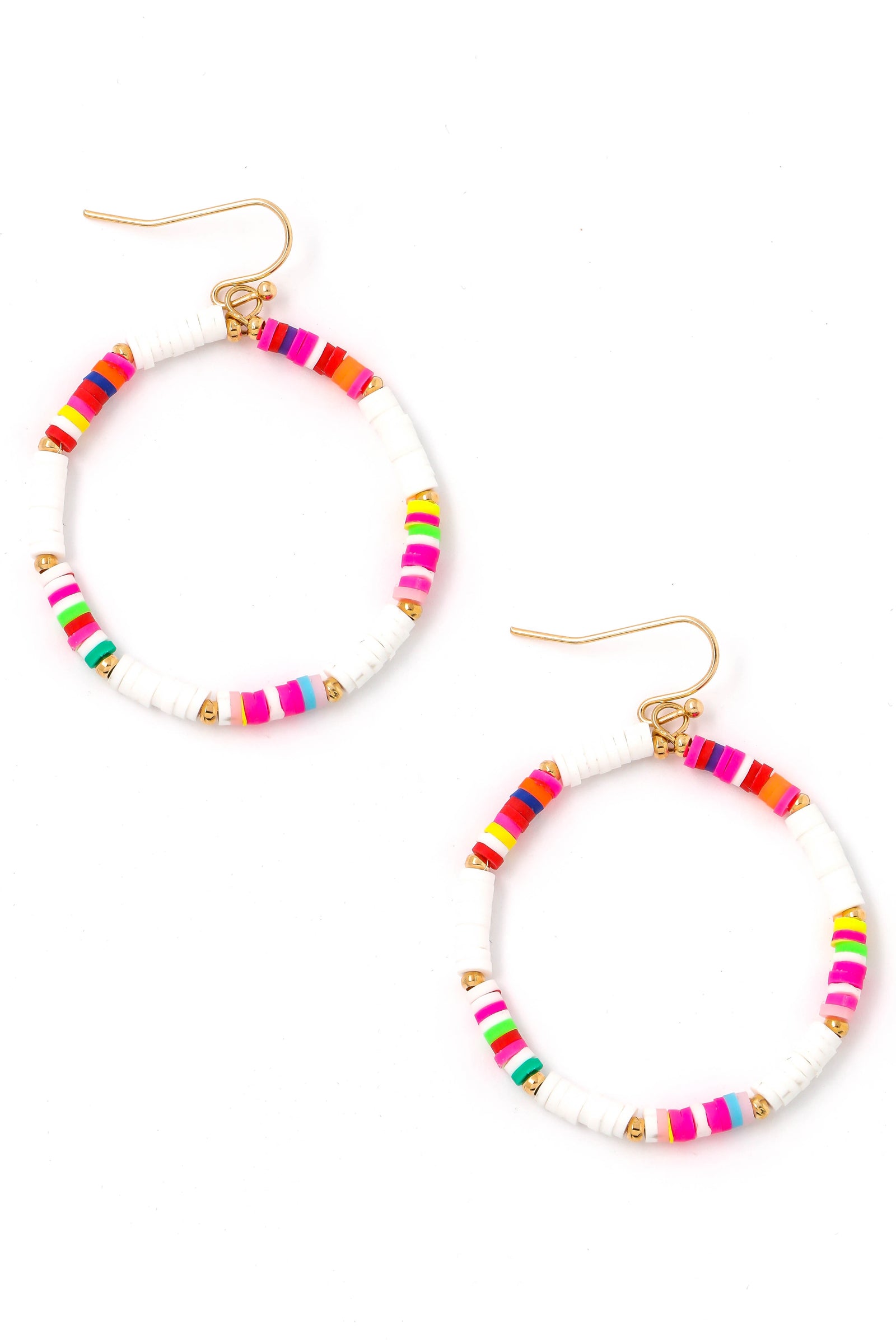 Circle Disc Bead Hook Drop Earrings