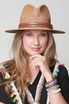 Panama Hat with Faux Leather Band Accent