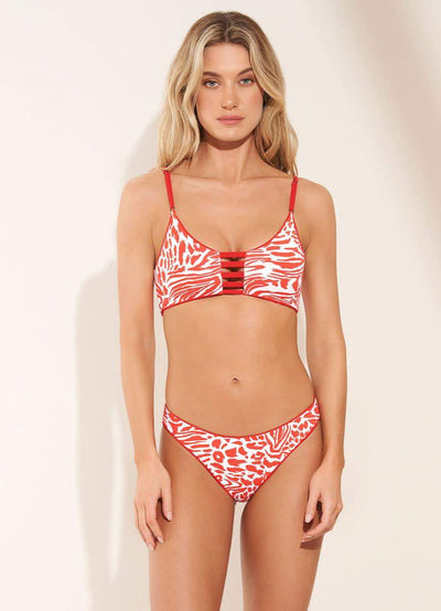 Maaji Red Camellia Praia Sporty Bralette Bikini Top