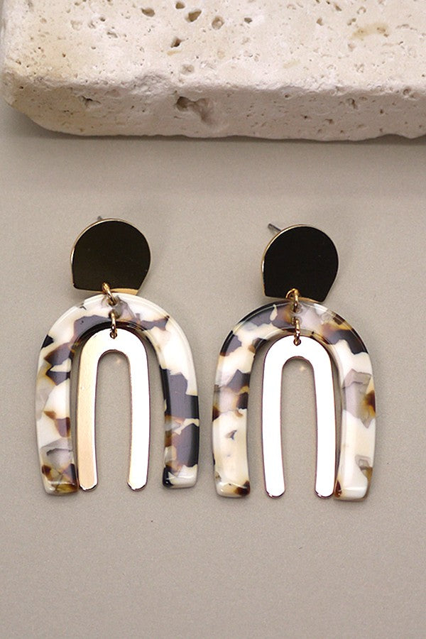 DOUBLE U SHAPE MIX ACRYLIC AND METAL EAR