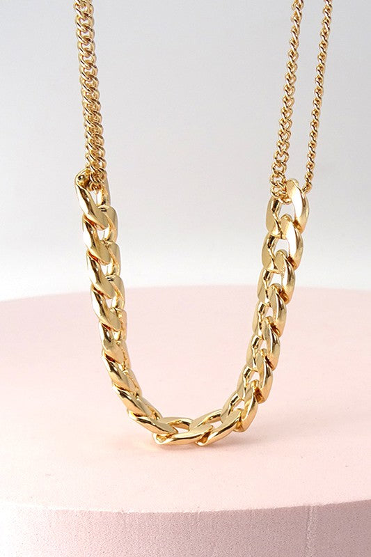 CHUNKY CURB LINK CHAIN W DOUBLE REG CHAIN NECKLACE