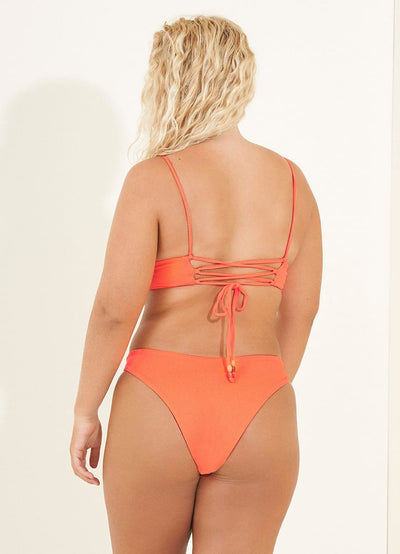 Maaji Orange Poppy Criss Cross Long Line Triangle Bikini Top
