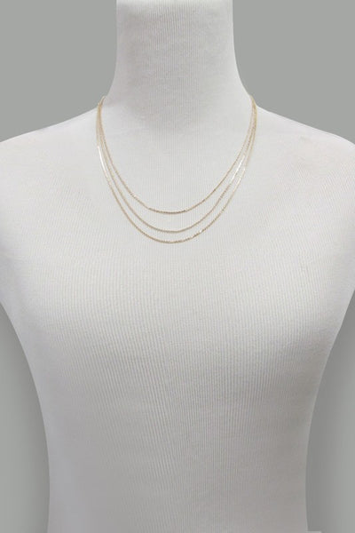 TRIPLE LAYER THIN FLAT CHAIN NECKLACE