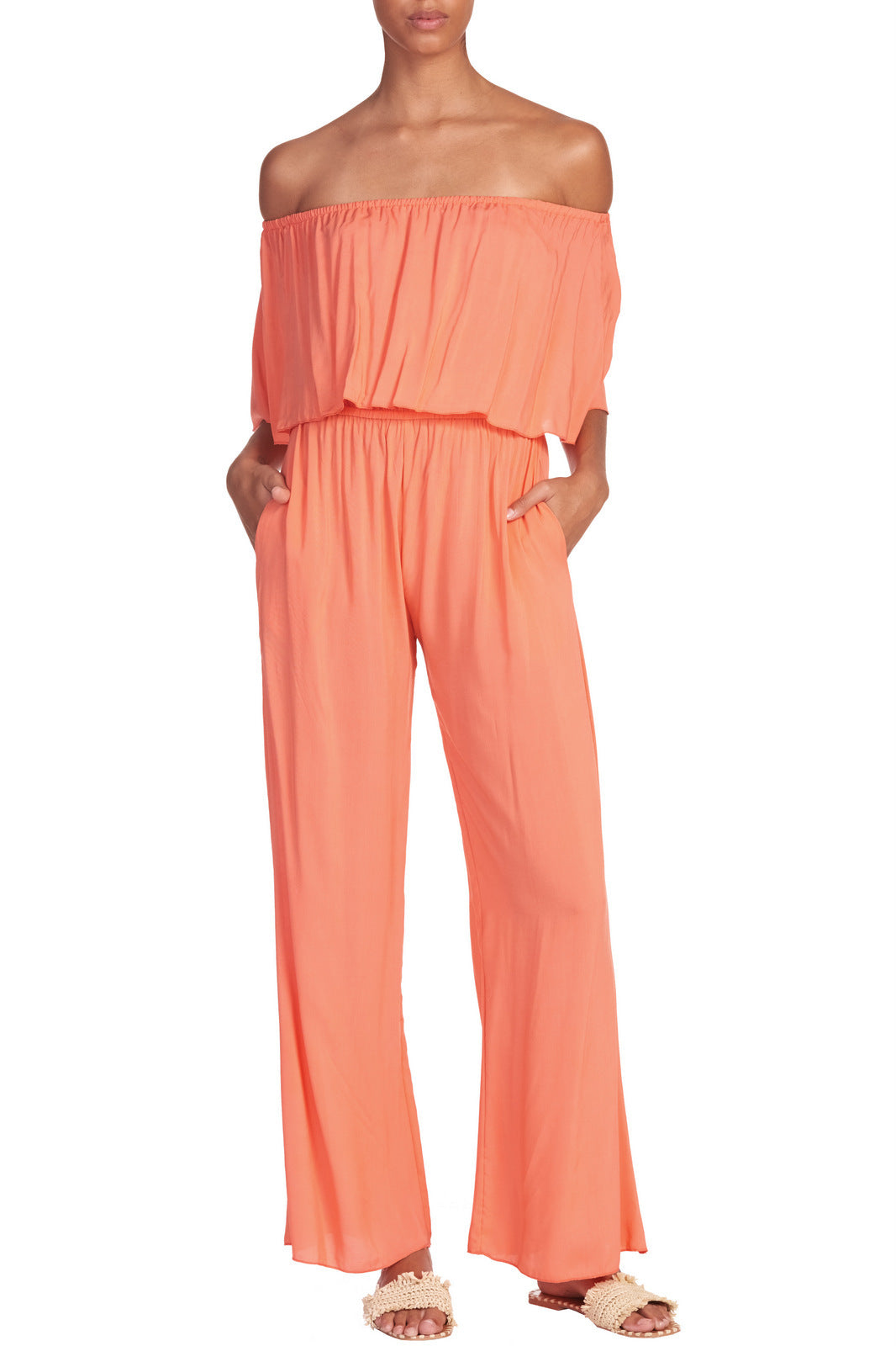 Off The Shoulder Ruffle Jumpsuit