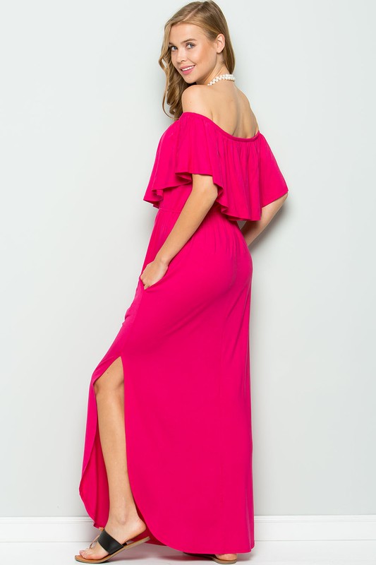 Off Shoulder Maxi Dress with Ruffle