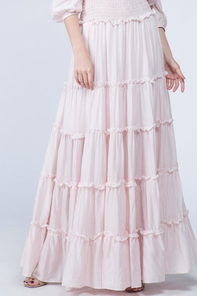 Pale Pink Striped Maxi Dress