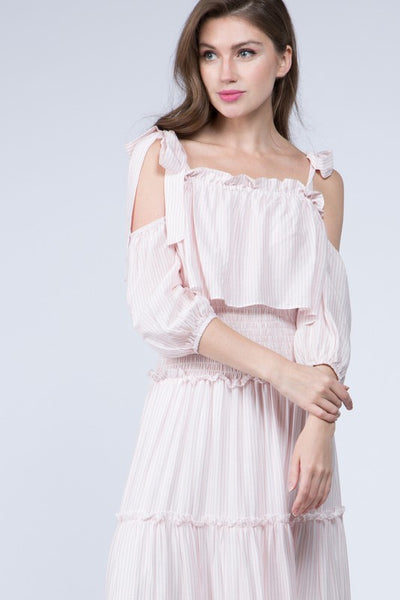 Pale Pink Striped Maxi Dress
