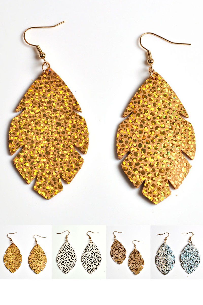 PATTERNED LEAF STYLISH FASHION EARRINGS