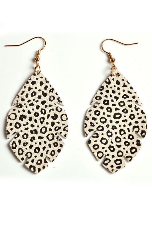 PATTERNED LEAF STYLISH FASHION EARRINGS