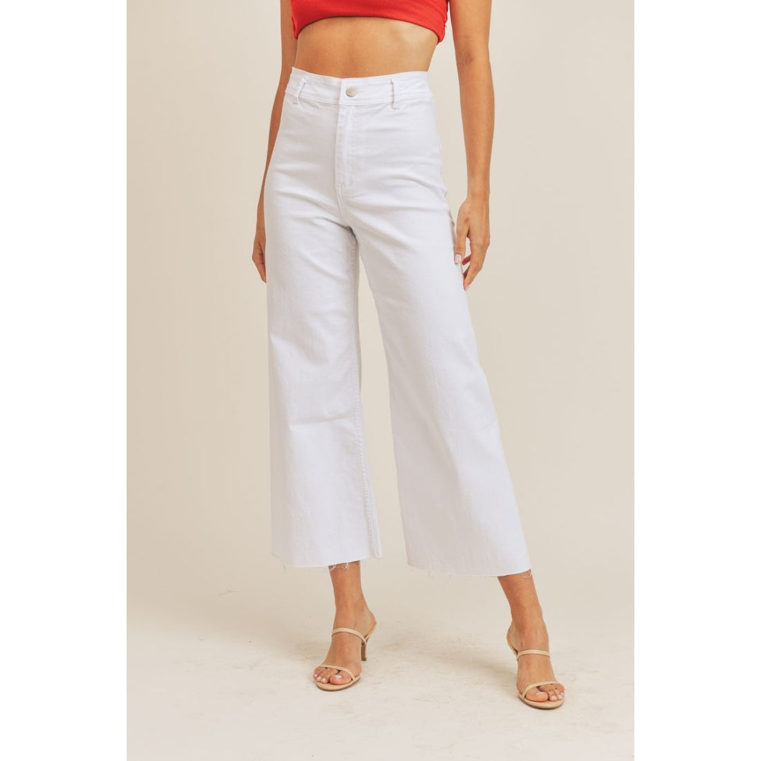 Clear Eyes Wide Leg Denim Pants: White