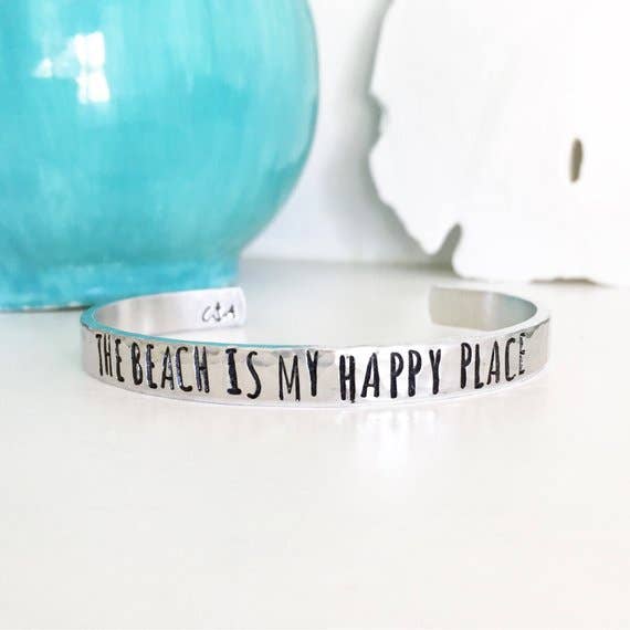 The Beach Is My Happy Place Bracelet Cuff