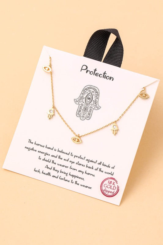 Hamsa Evil Eye Charm Necklace