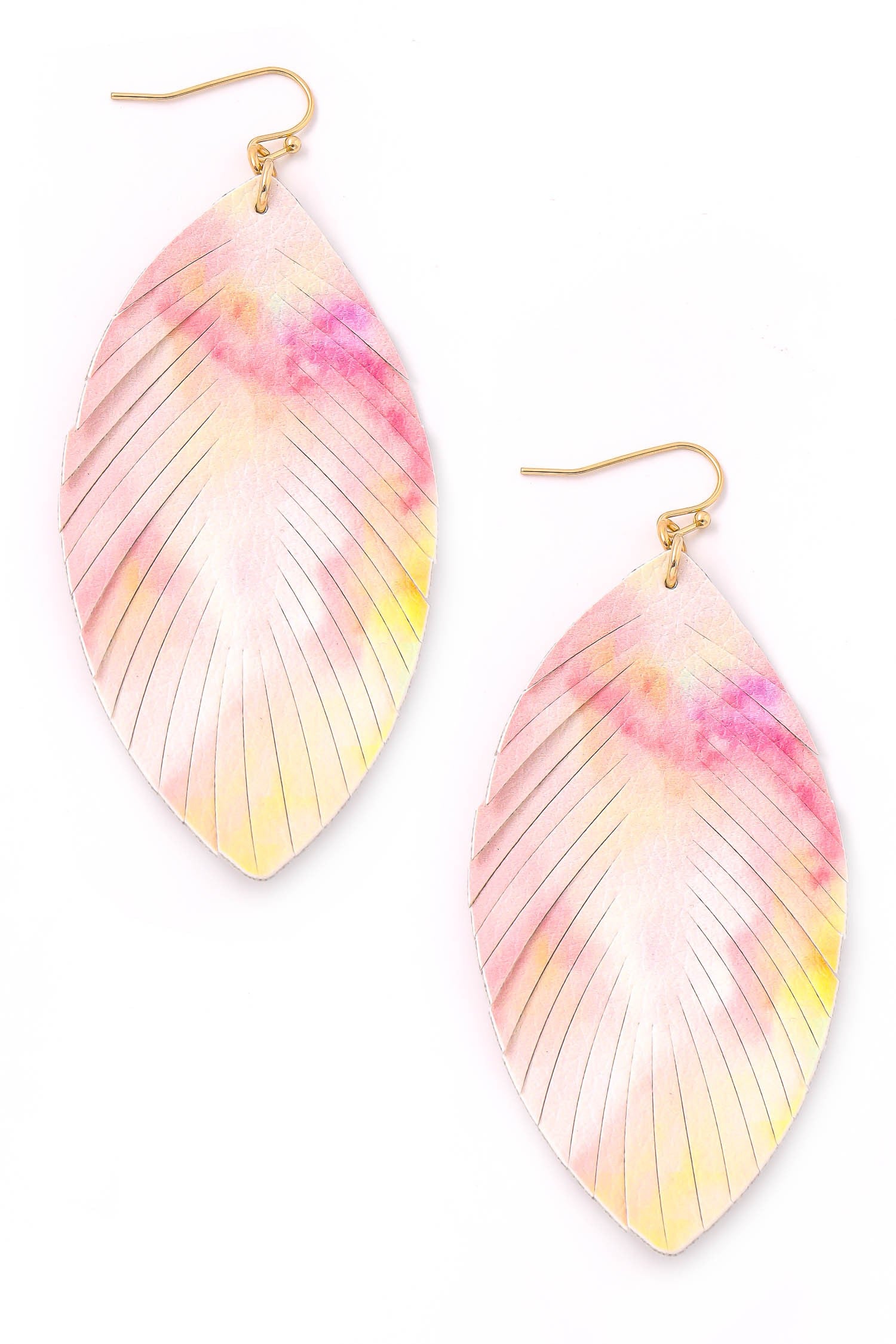 Tie Dye Feather Hook Earrings