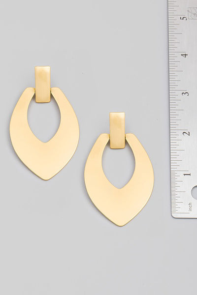 Metallic Oval Drop Earrings