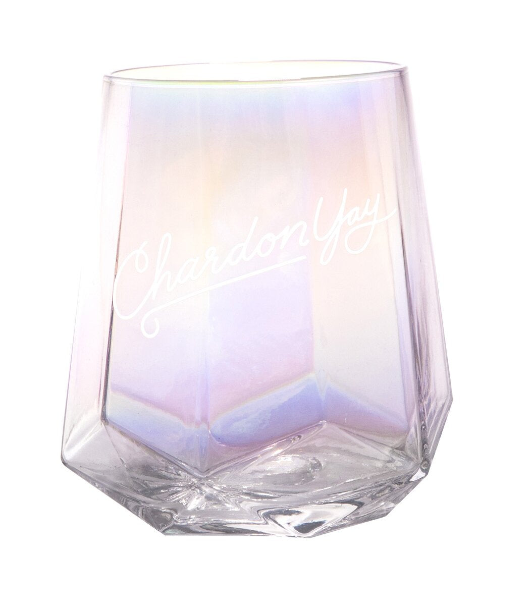 Chardonyay 13 oz stemless iridescent wine glass