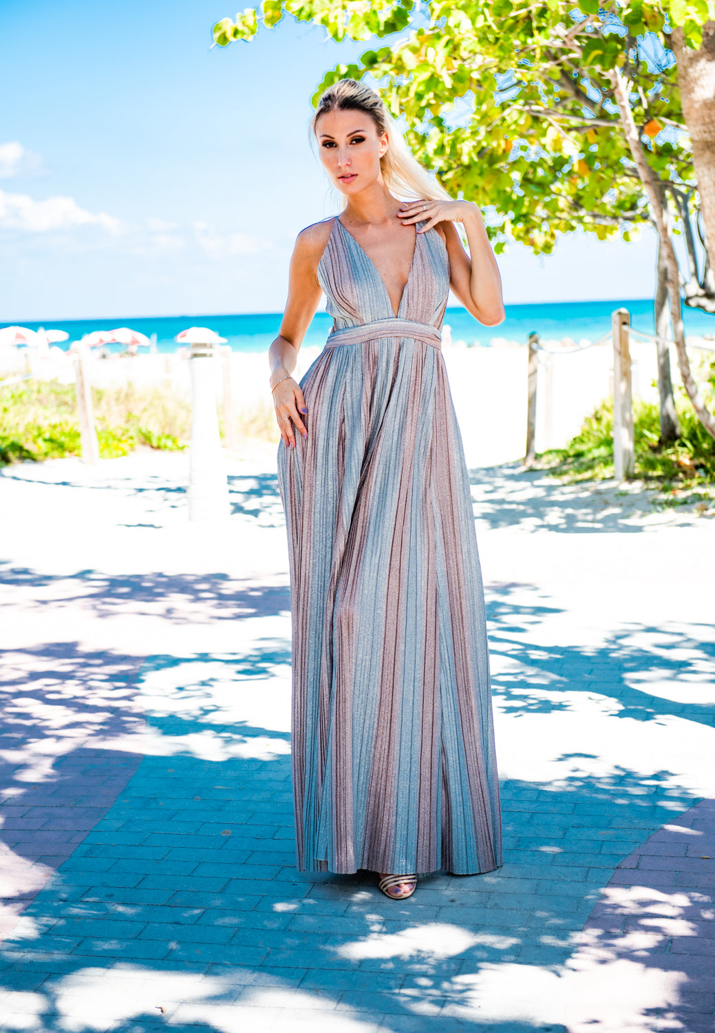 Metal Ombre Maxi Gown