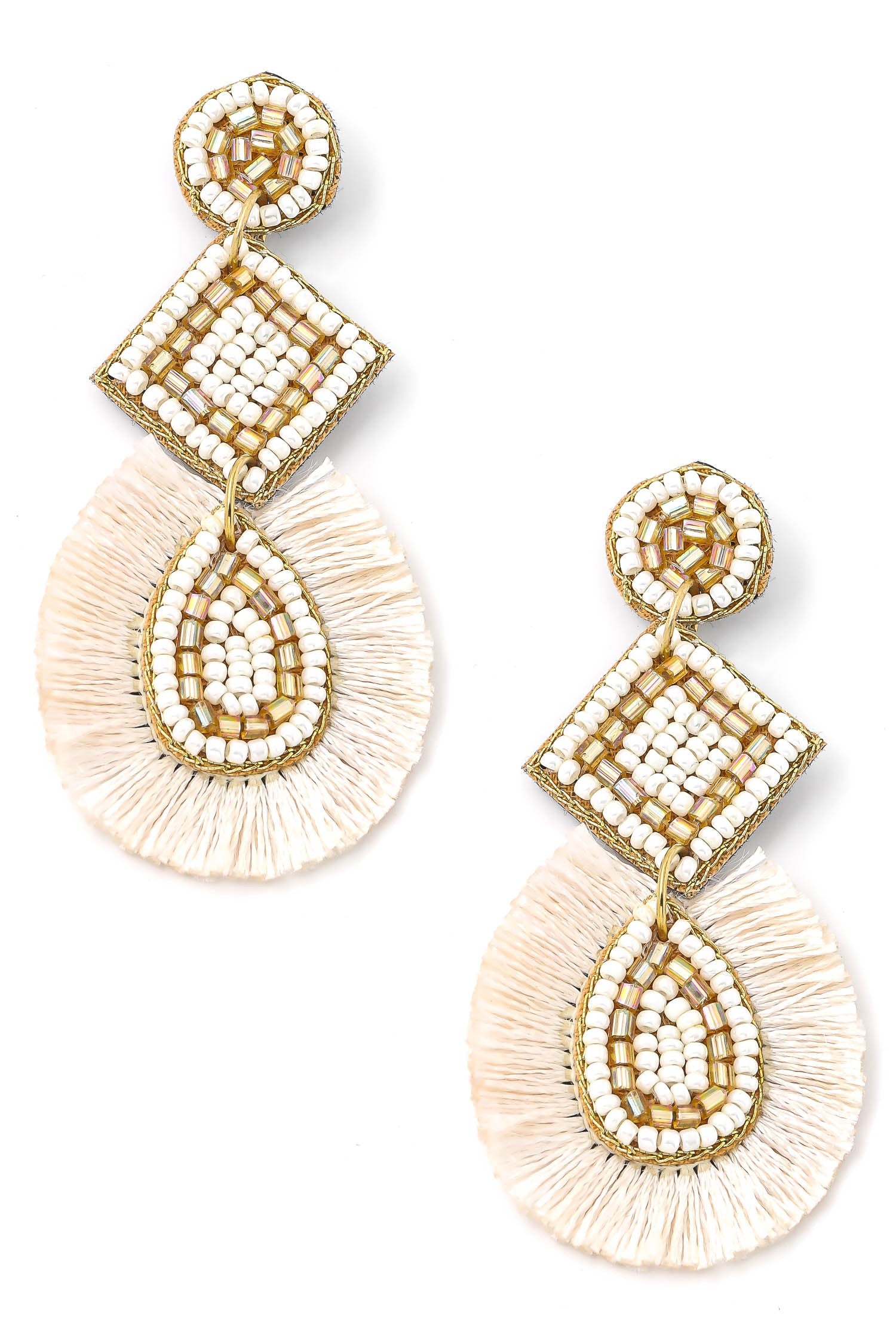 Beaded Teardrop Tassle Earrings