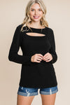 Solid Cut Out Long Sleeve Top