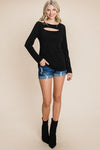 Solid Cut Out Long Sleeve Top