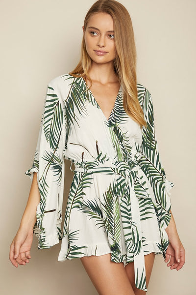 Tropical Palm Print Romper