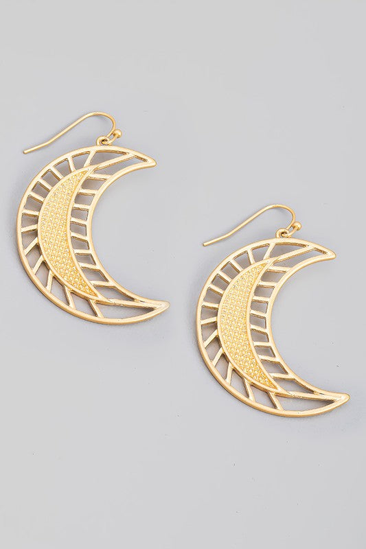 Crescent Moon Cut Out Drop Earrings