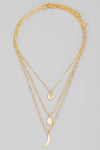 Curved Geo Pendant Layered Chain Necklace
