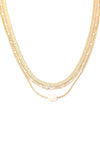 Mixed Chain Layered Pearl Pendant Necklace