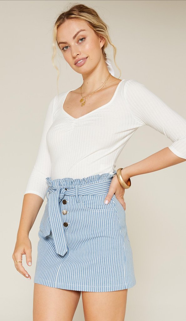 No Doubts Stripe Denim Skirt
