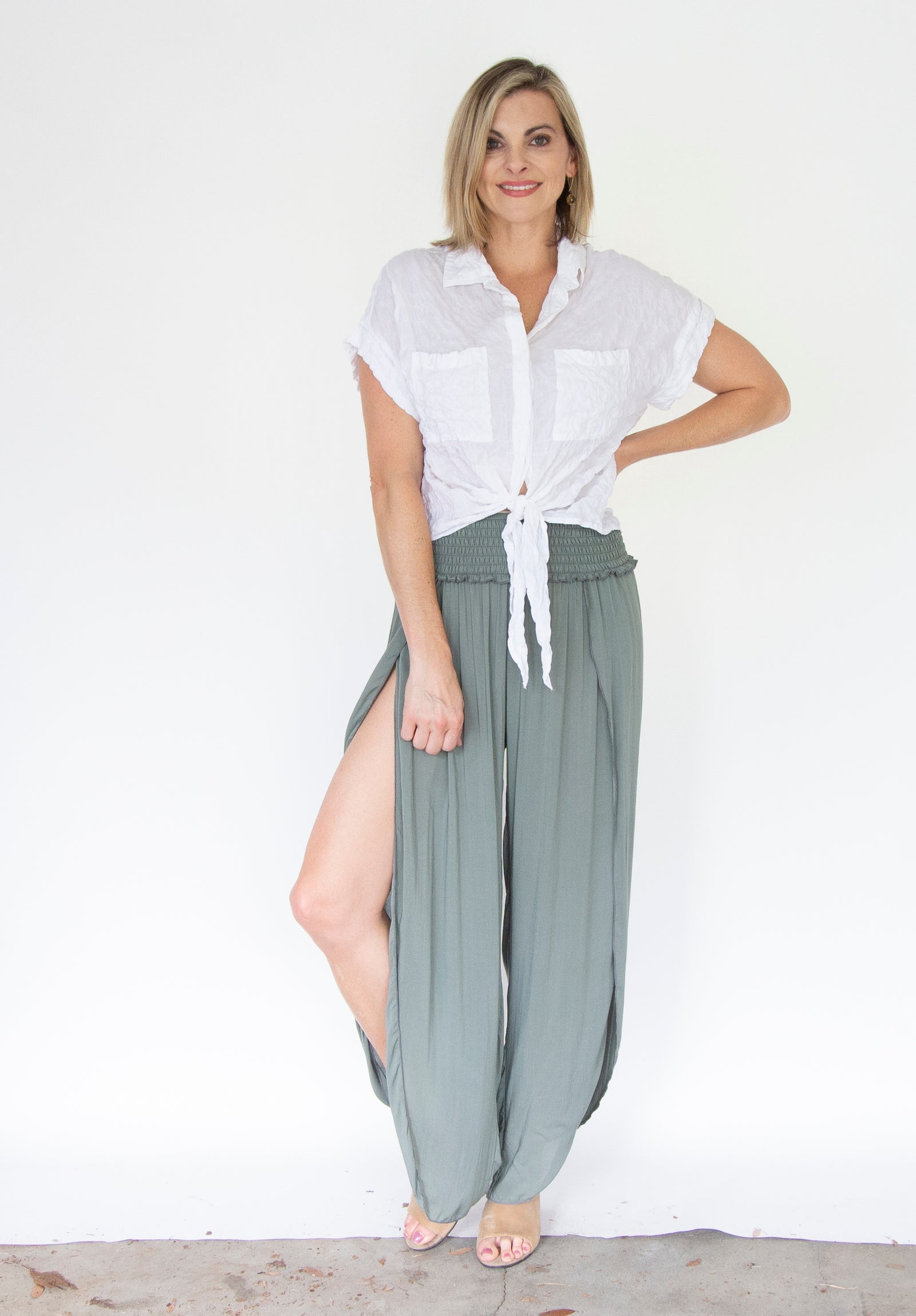 Pants with Center Slit