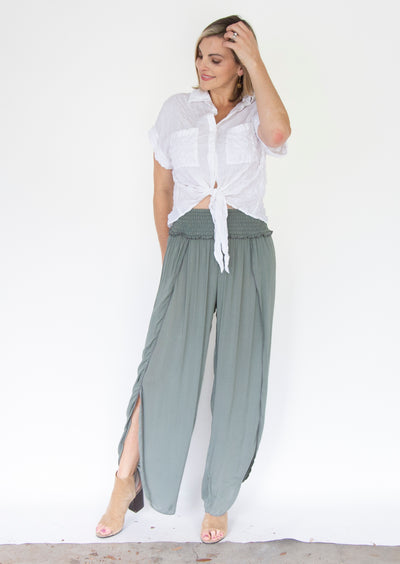 Pants with Center Slit