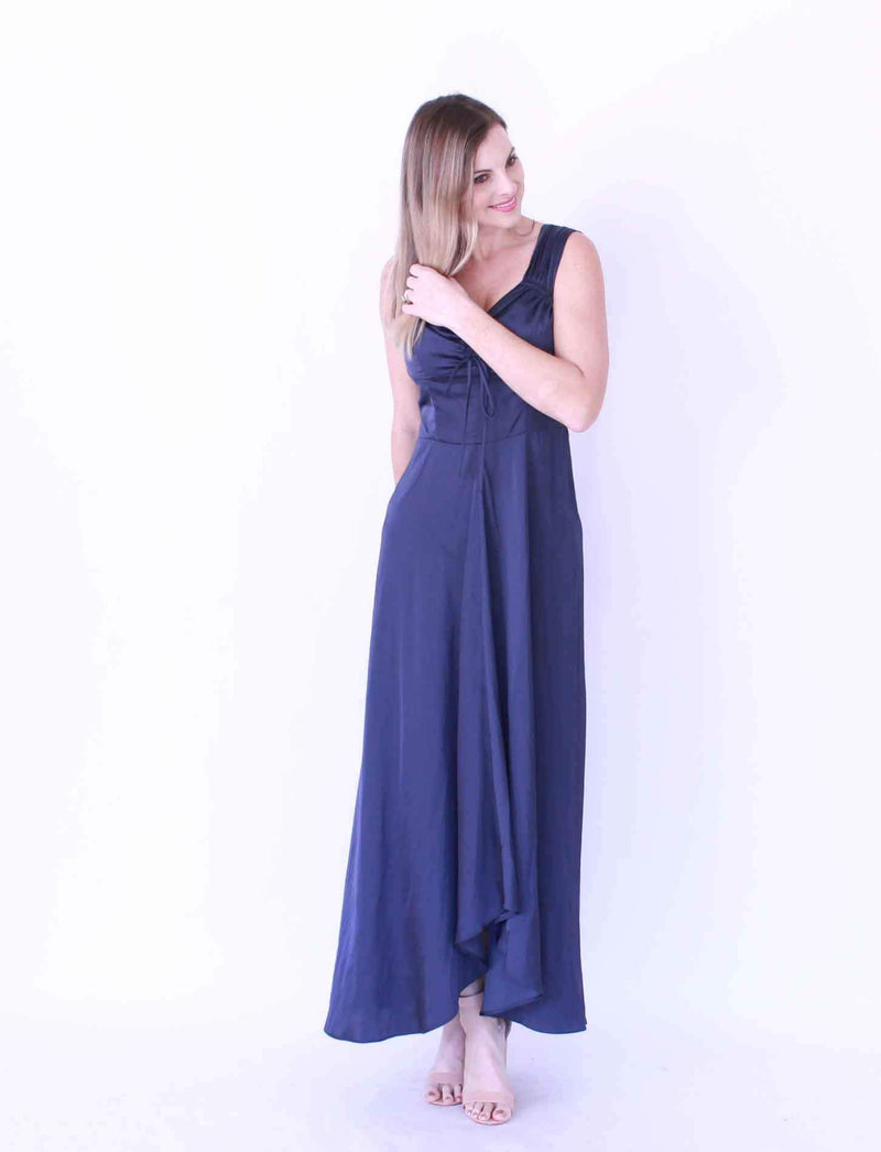 EMPIRE MAXI DRESS WITH GATHERED SLEEVE