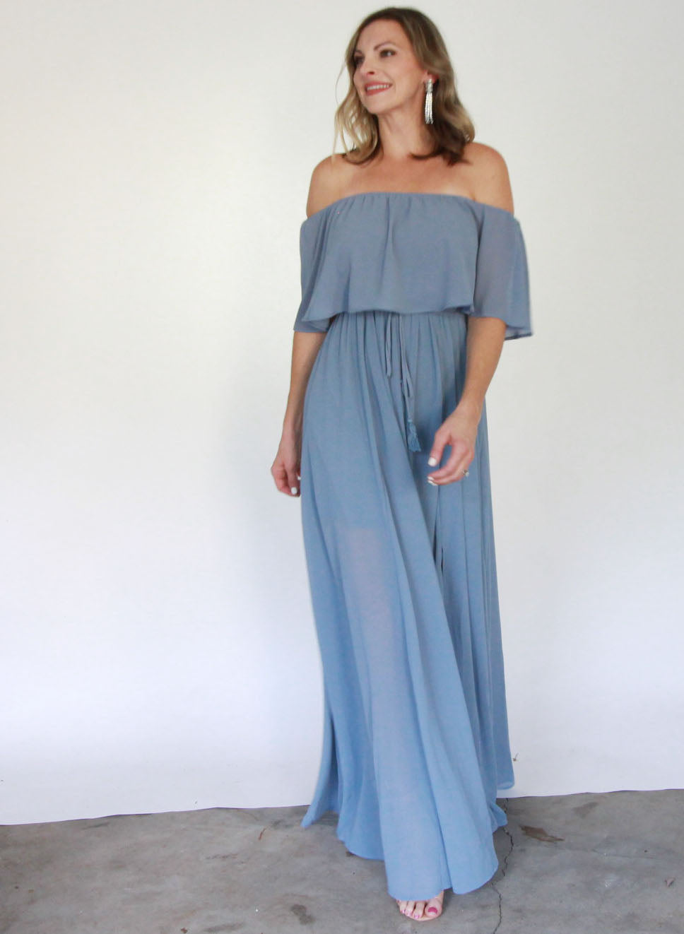 Off Shoulder Ruffled Top Maxi Dress