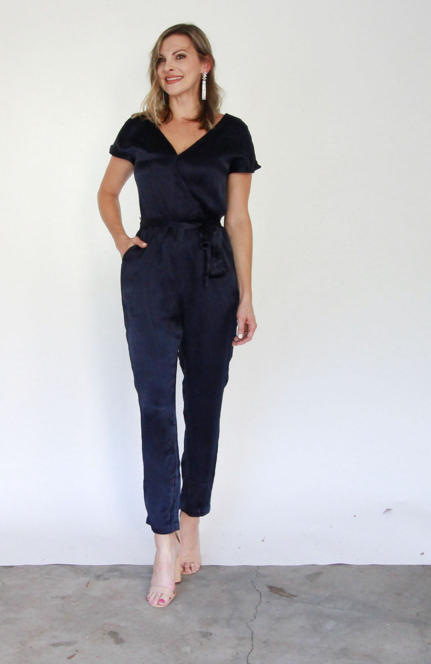 Inez Navy Wrap Jumpsuit by Greylin