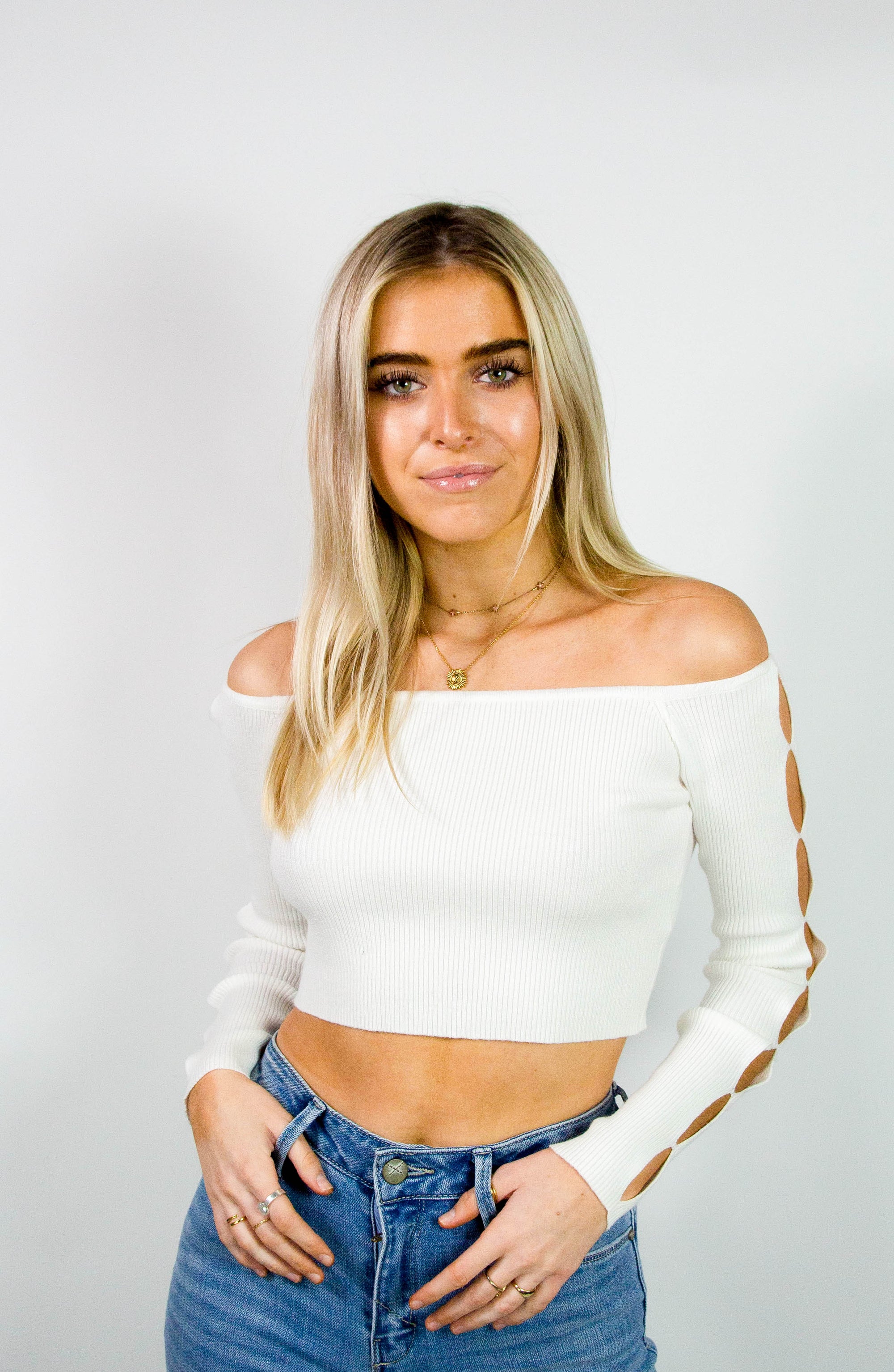 Ribbed Crop Top w/Cut Outs