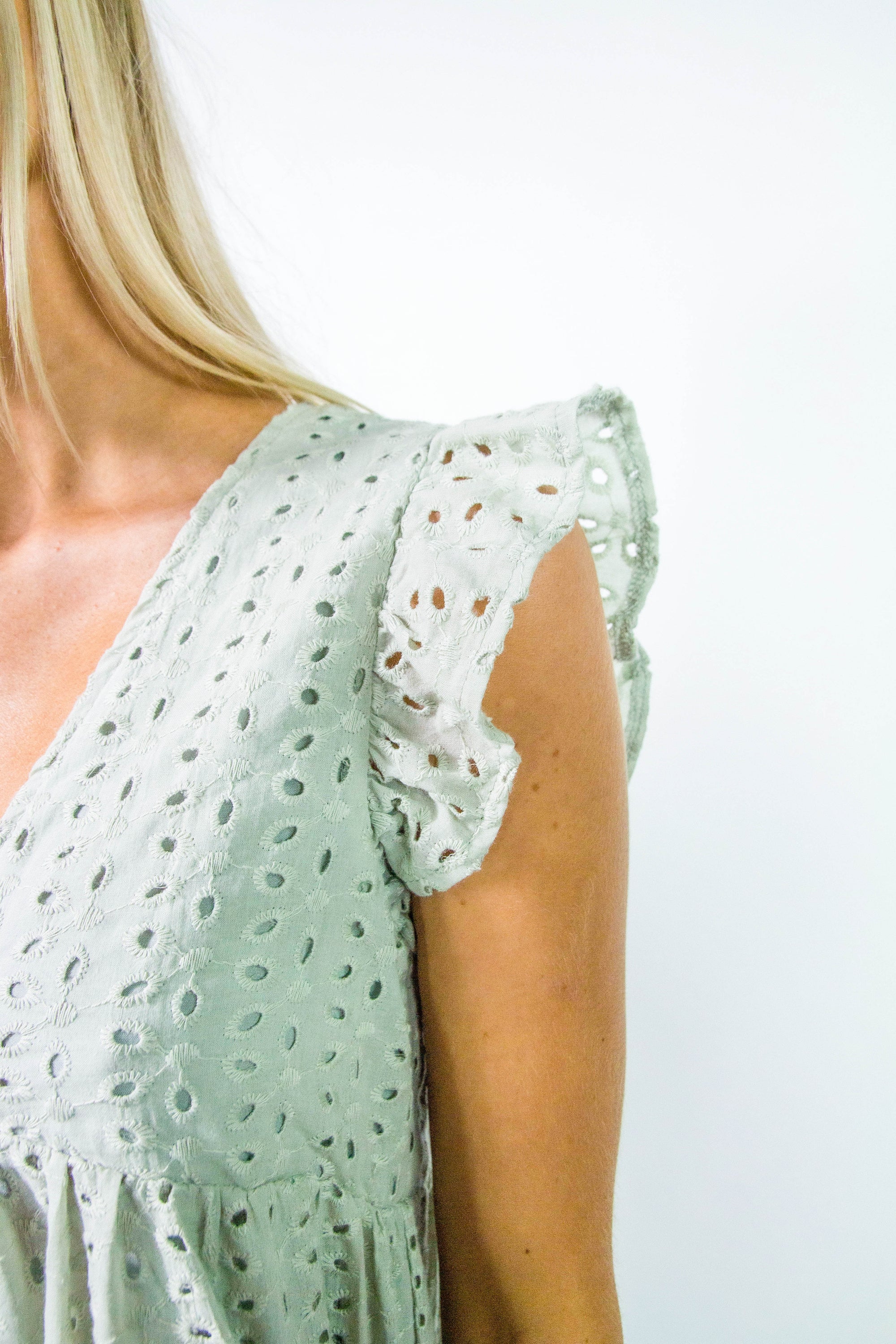 Eyelet Mini Dress with Shorts - WalterGreenBoutique Eyelet Mini Dress with Shorts - WalterGreenBoutique