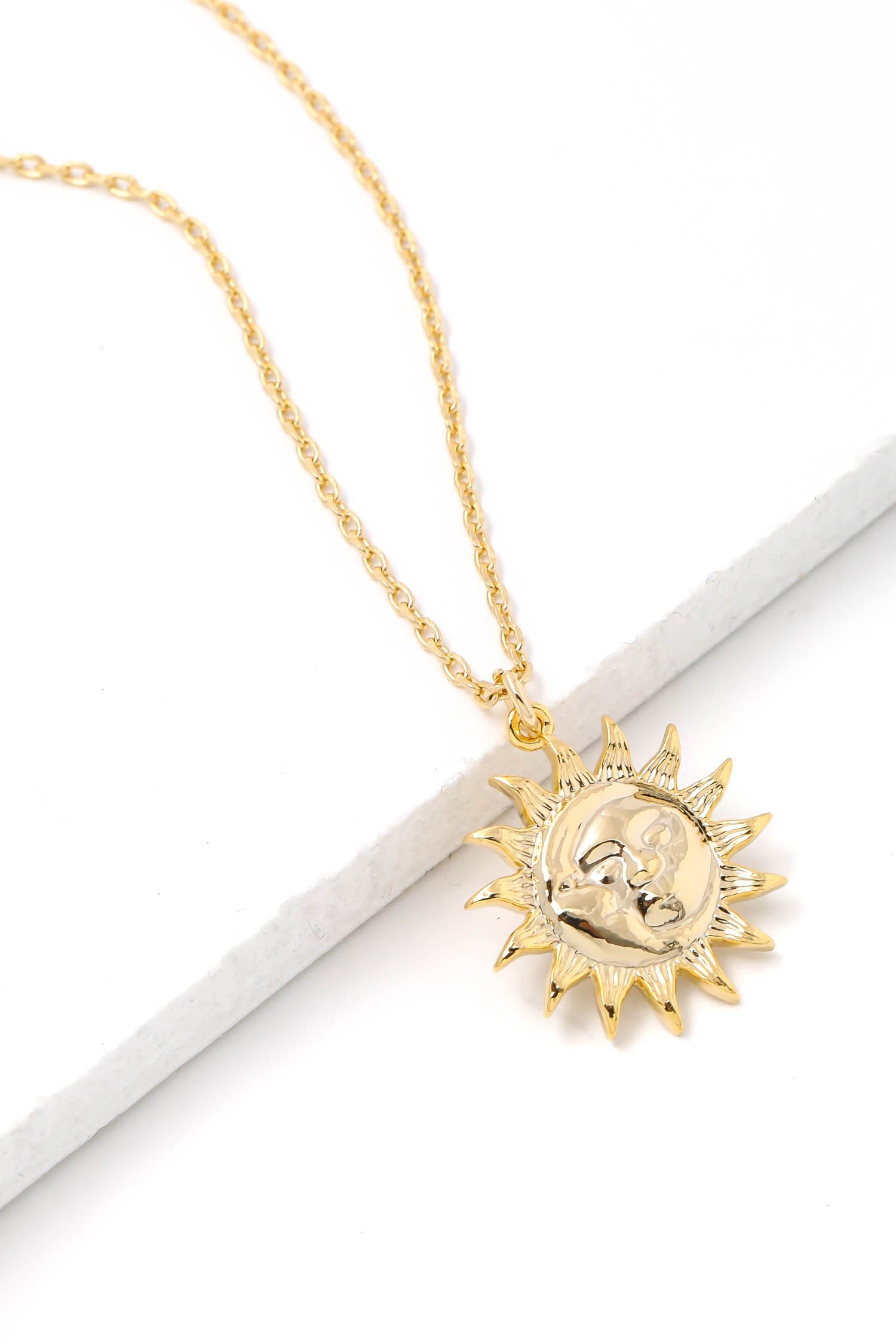Sun Burst Pendant Chain Necklace