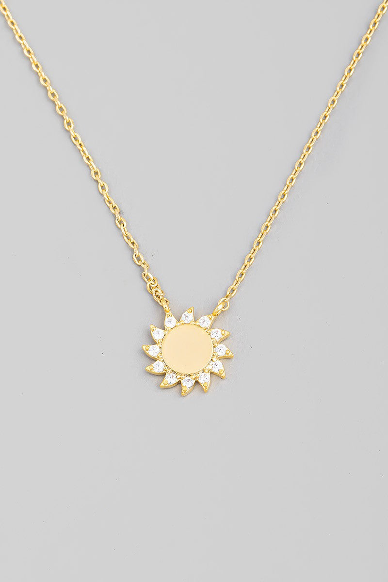 Pave Mini Sun Pendant Necklace