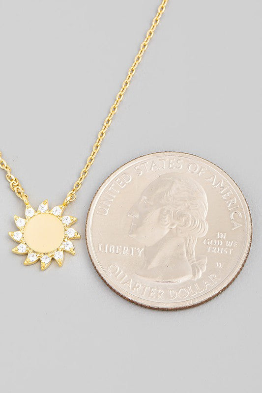 Pave Mini Sun Pendant Necklace